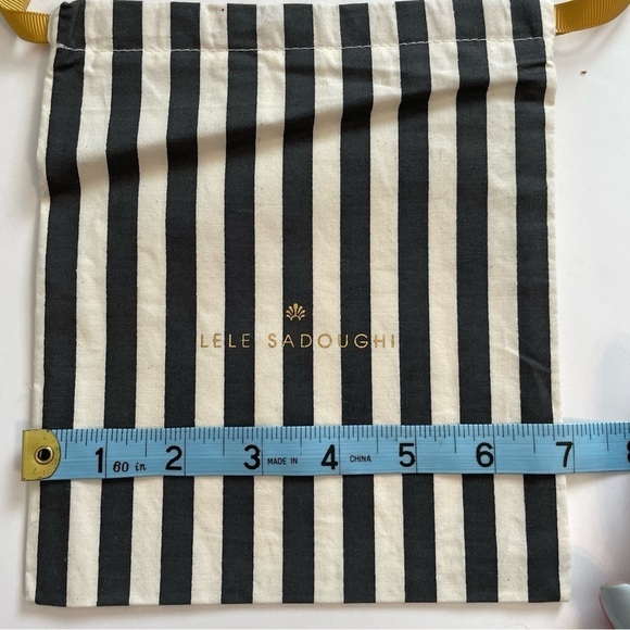 Lele Sadoughi Small Striped Drawstring Dust Bag 8” x 7” - Picture 6 of 6